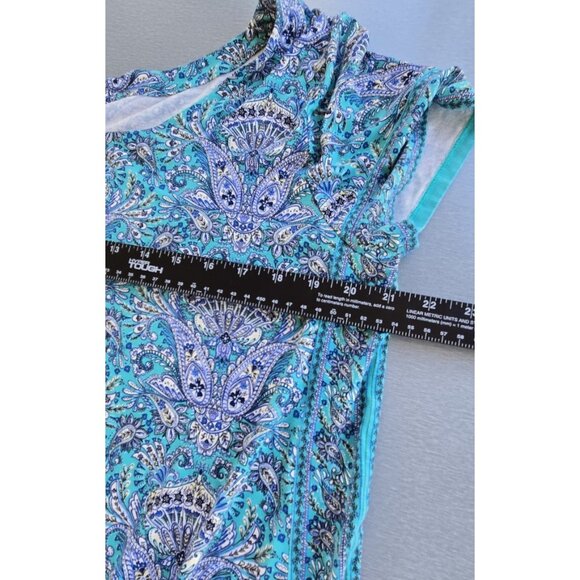 J Jill Fresh Teal Paisley Bottom Back Dress Size Large Viscose - Picture 7 of 16